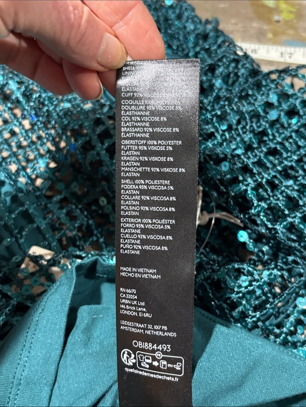 NWT Anthropologie Pilcro Sequin Shine Mesh Top - Teal / Turquoise - Size [S] - Picture 7 of 11